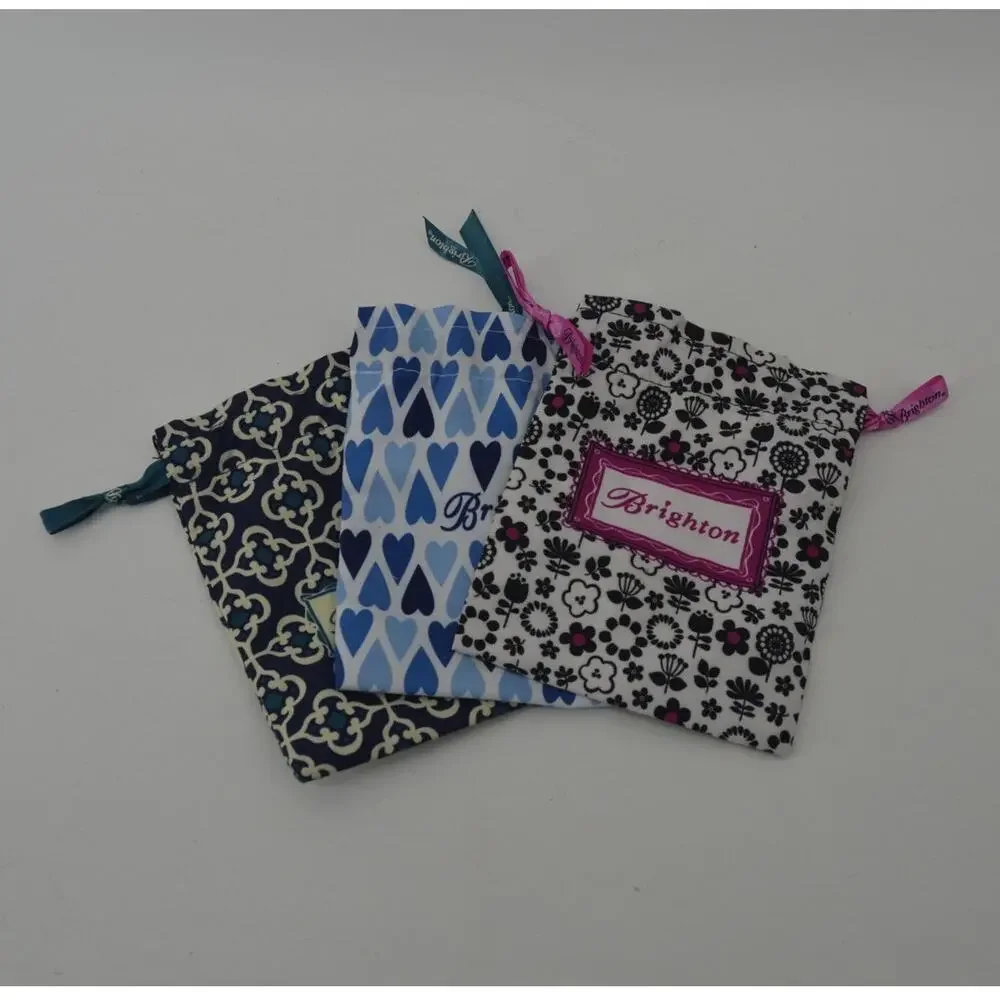 Brighton Dust Bags Set of 3 Drawstring Floral Jewelry Pouch